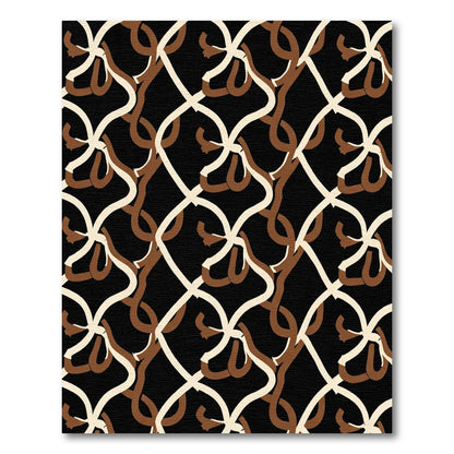 Abstract Interlocking Swirls Black Rug