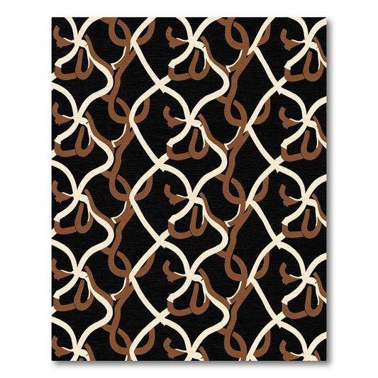 Abstract Interlocking Swirls Black Rug