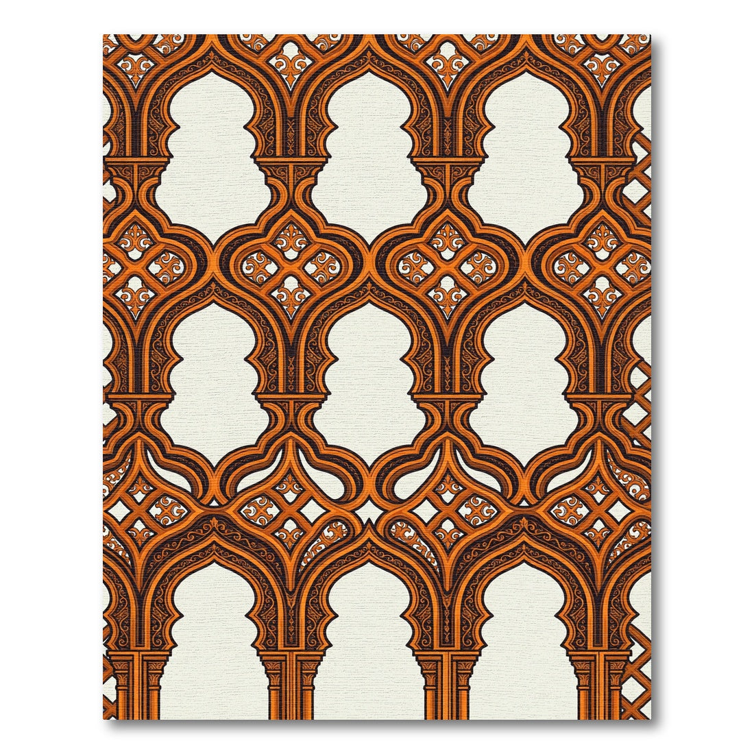 Ornate Orange Arches Lattice Rug