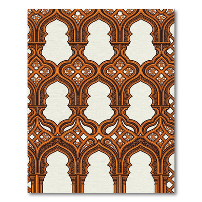Ornate Orange Arches Lattice Rug