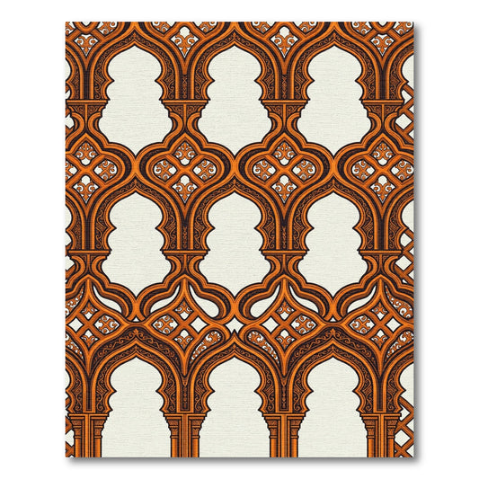 Ornate Orange Arches Lattice Rug