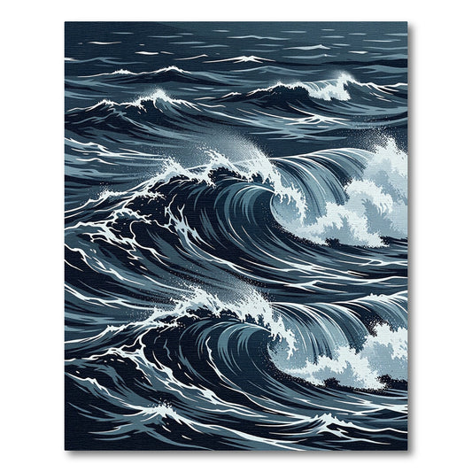 Deep Blue Crashing Ocean Waves Rug