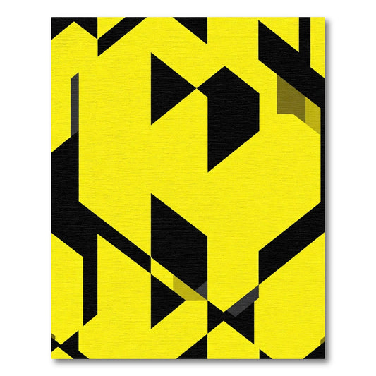 Bright Yellow Black Geometric Abstract Rug