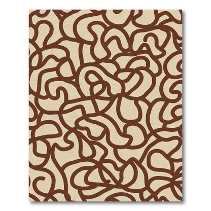 Brown Beige Abstract Swirl Rug