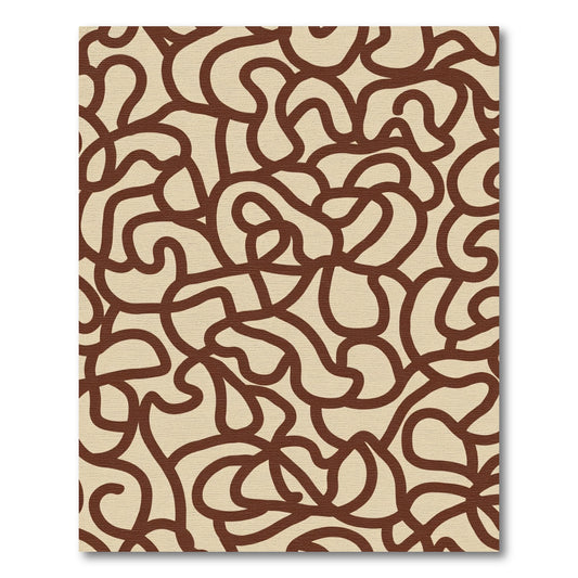 Brown Beige Abstract Swirl Rug