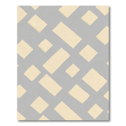 Pale Yellow Rectangles Gray Geometric Rug