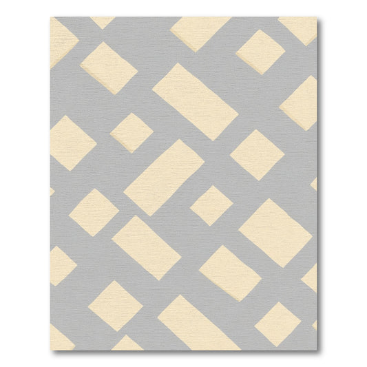 Pale Yellow Rectangles Gray Geometric Rug