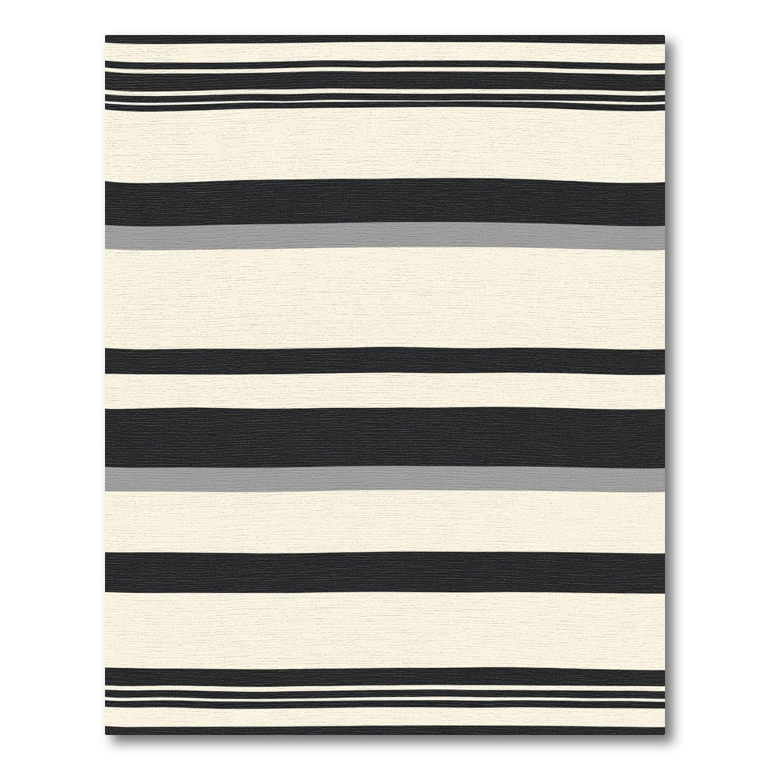 Bold Black White Gray Stripe Rug