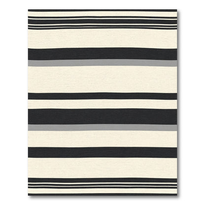 Bold Black White Gray Stripe Rug