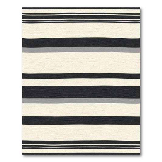 Bold Black White Gray Stripe Rug