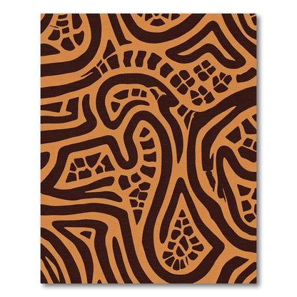 Warm Ochre Abstract Organic Waves Rug