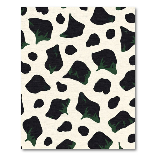 Black Green Cow Print Rug