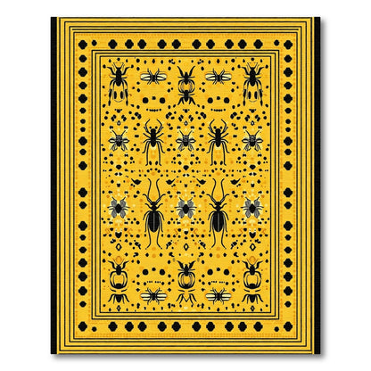 Bold Yellow Beetle Insect Border Rug