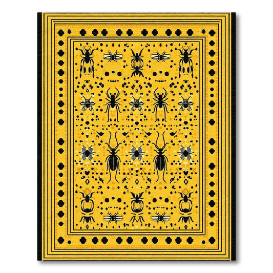 Bold Yellow Beetle Insect Border Rug