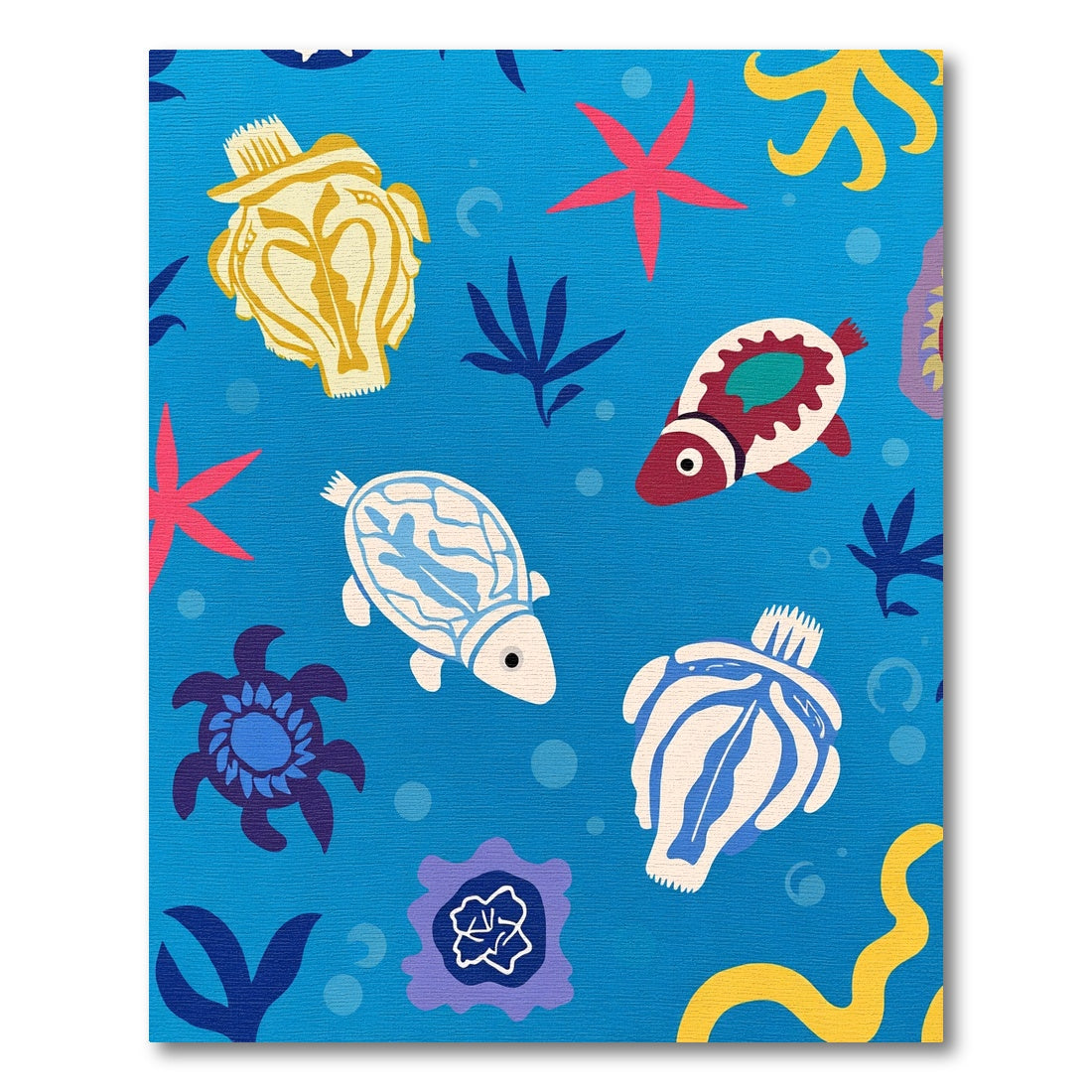 Whimsical Ocean Creatures Blue Aquatic Rug