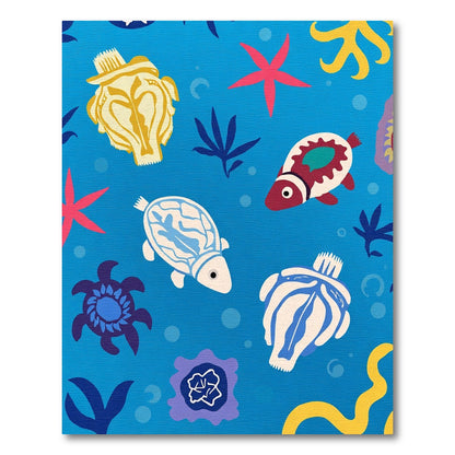 Whimsical Ocean Creatures Blue Aquatic Rug