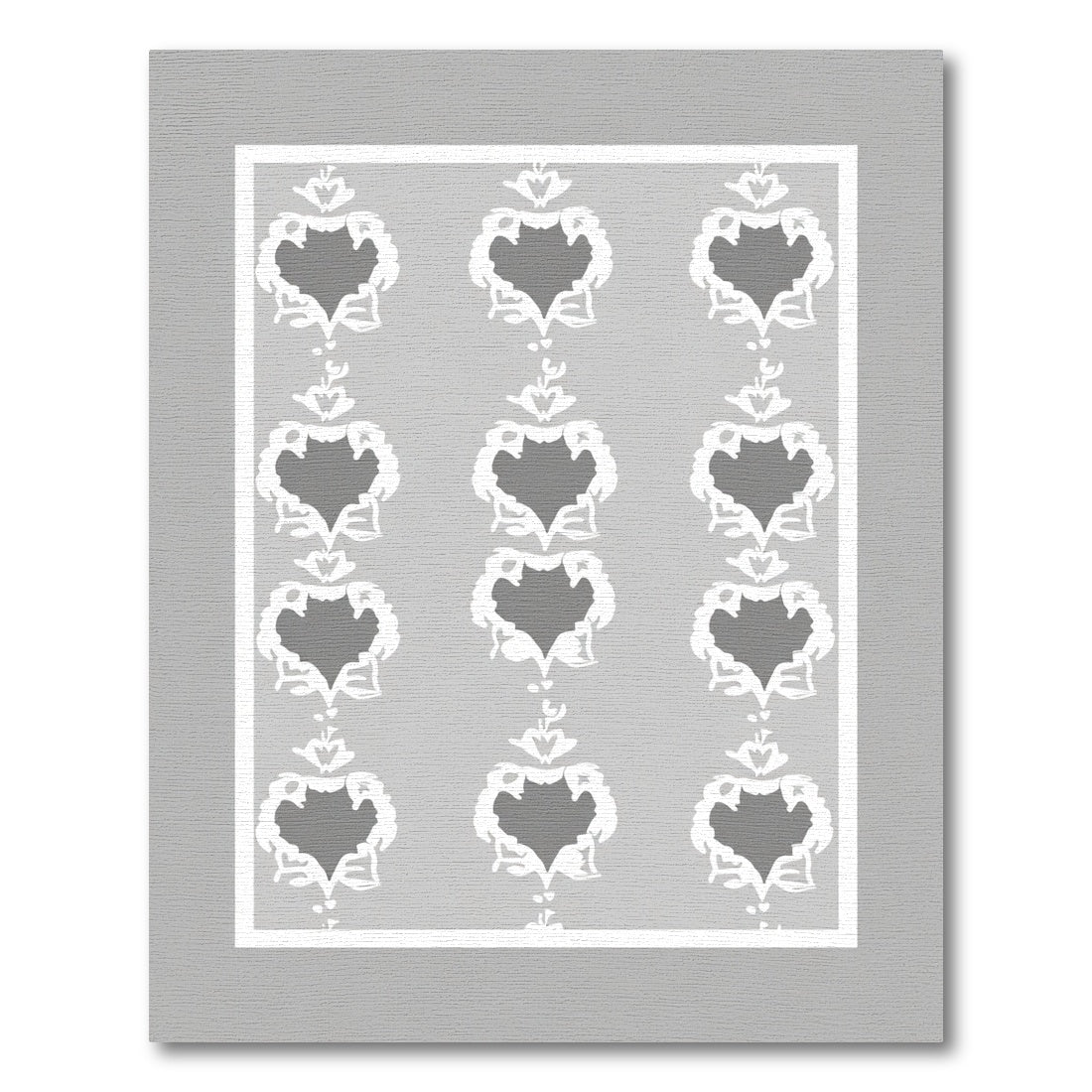 Grey White Repeating Floral Medallion Rug