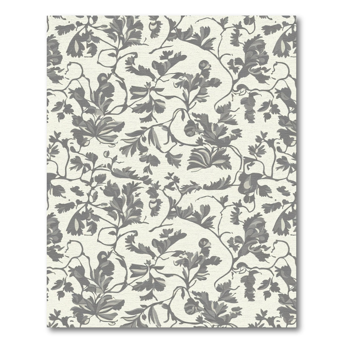 Gray Cream Botanical Vine Foliage Rug
