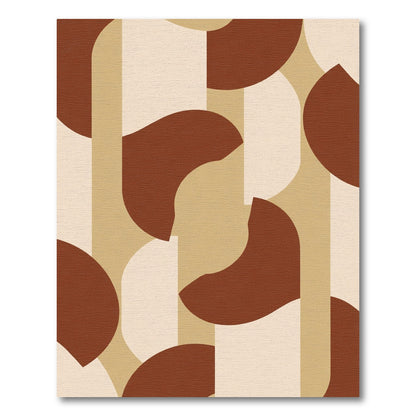 Modern Brown Cream Abstract Shapes Rug