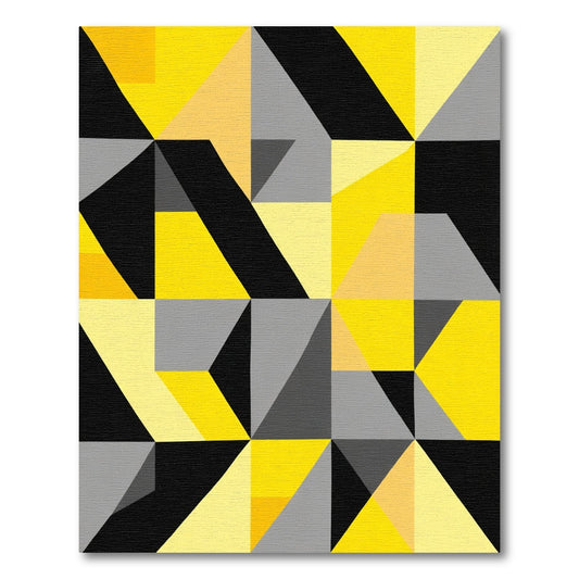 Modern Yellow Gray Geometric Abstract Rug