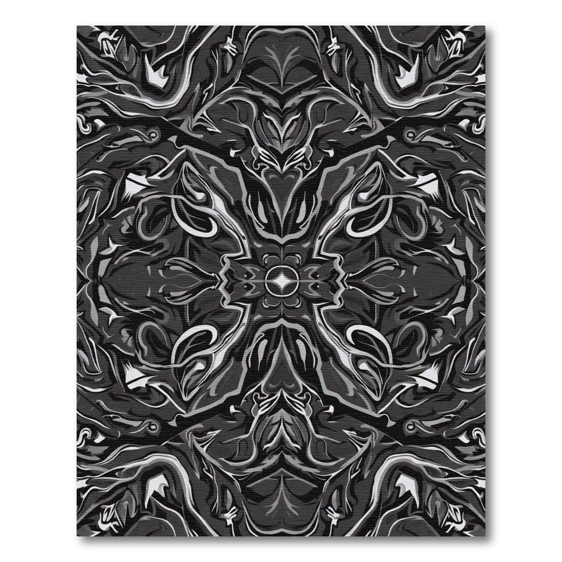Monochromatic Swirl Floral Mandala Rug