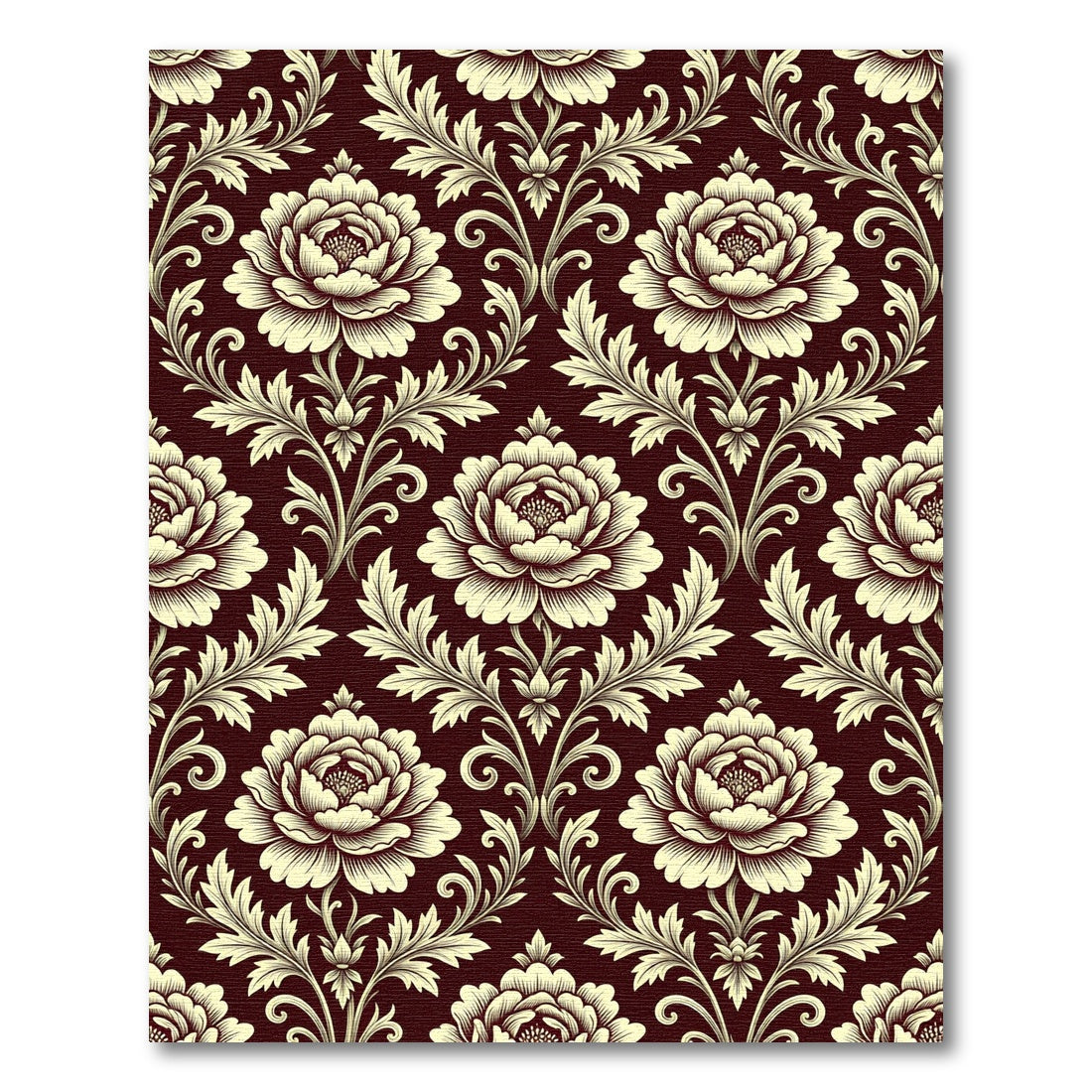 Crimson Floral Scrollwork Medallion Rug