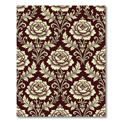Crimson Floral Scrollwork Medallion Rug