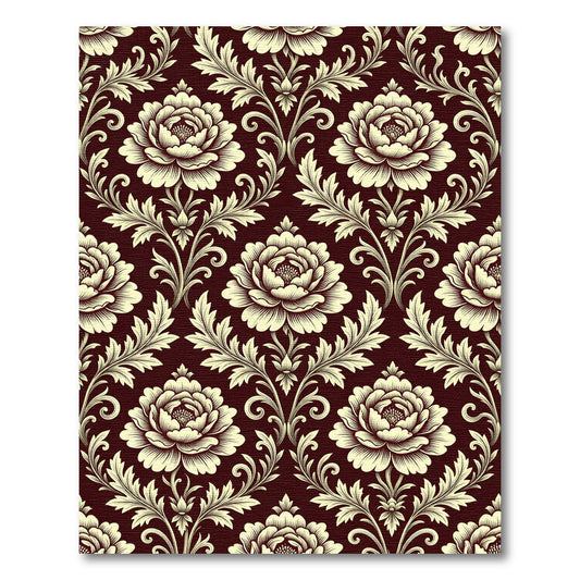 Crimson Floral Scrollwork Medallion Rug