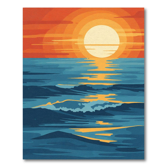 Sunset Ocean Waves Abstract Art Rug