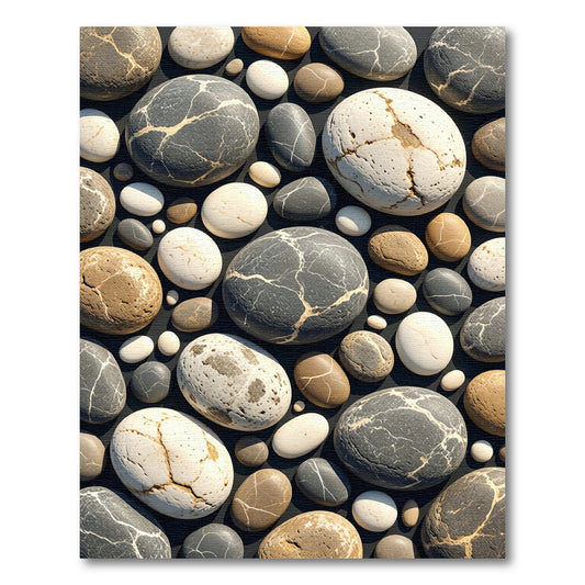 Earthy Gray Pebble Stone Nature Rug