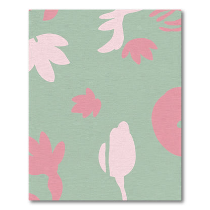 Pale Pink Blobs On Sage Background Rug