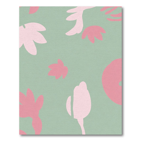 Pale Pink Blobs On Sage Background Rug