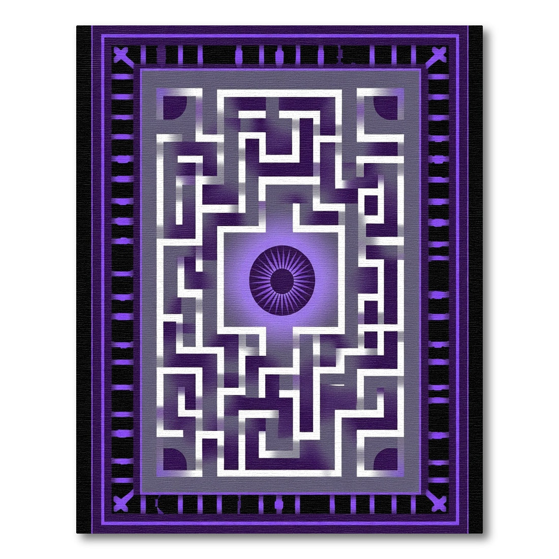 Vibrant Purple Abstract Maze Eye Rug