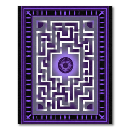 Vibrant Purple Abstract Maze Eye Rug