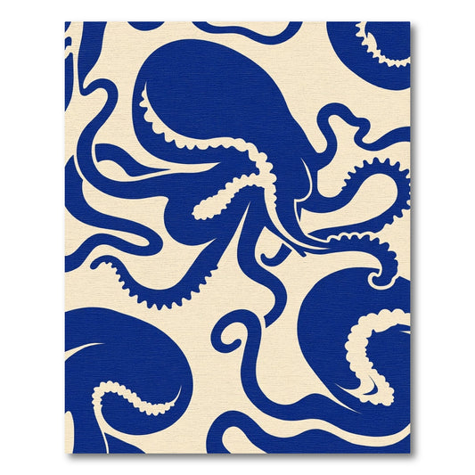Deep Blue Octopus Tentacle Field Rug