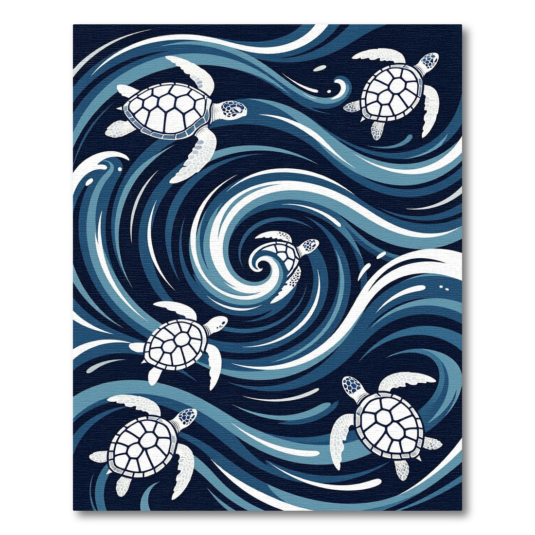 Abstract Navy Turtle Swirl Wave Rug