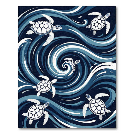 Abstract Navy Turtle Swirl Wave Rug