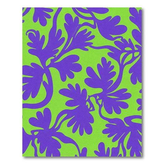 Purple Fern Swirl Lime Green Rug