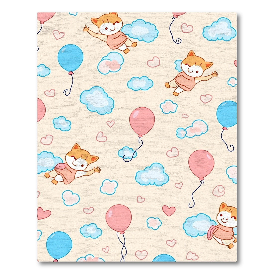 Whimsical Cat Balloon Cloud Heaven Rug