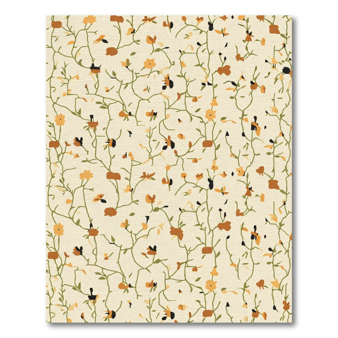 Delicate Tonal Floral Vine Cluster Rug
