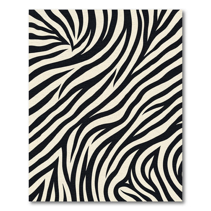 Bold Black White Animal Stripe Rug