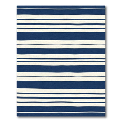 Navy Cream Hand Drawn Stripe Rug