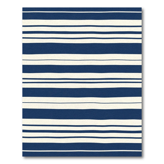 Navy Cream Hand Drawn Stripe Rug