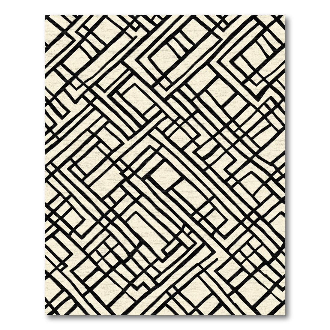 Abstract Black Geometric Pathway Rug