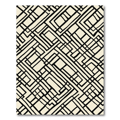 Abstract Black Geometric Pathway Rug