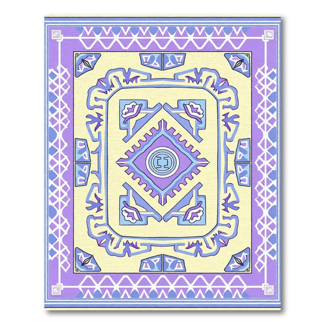 Lavender Lilac Floral Geometric Arrangement Rug