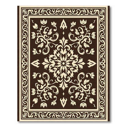 Rich Brown Cream Acanthus Floral Rug