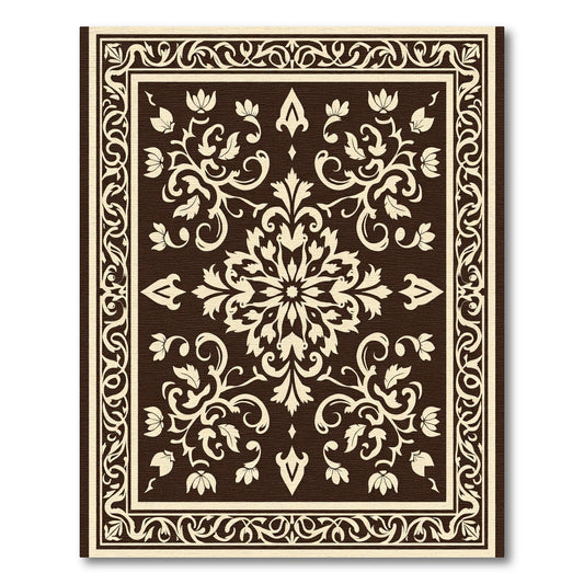 Rich Brown Cream Acanthus Floral Rug