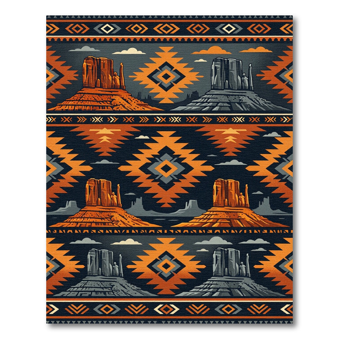 Southwestern Desert Butte Geometric Area Rug