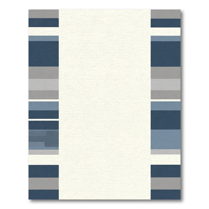 Modern Navy Gray Horizontal Stripe Rug